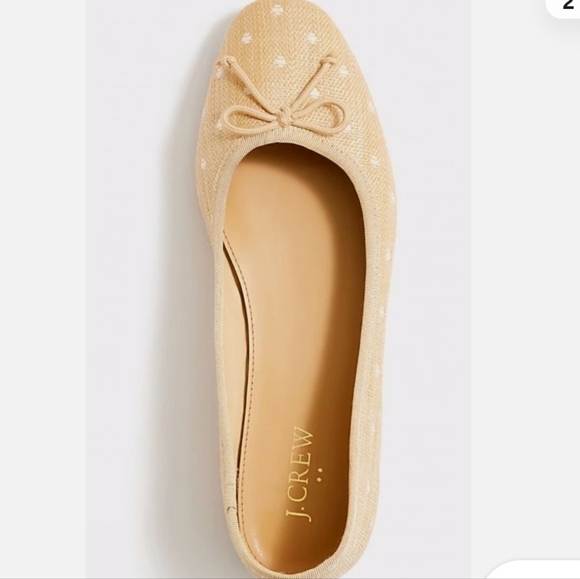 New!J.Crew Woven Polka Dot Ballet Raffia Flats 8 - Picture 7 of 7